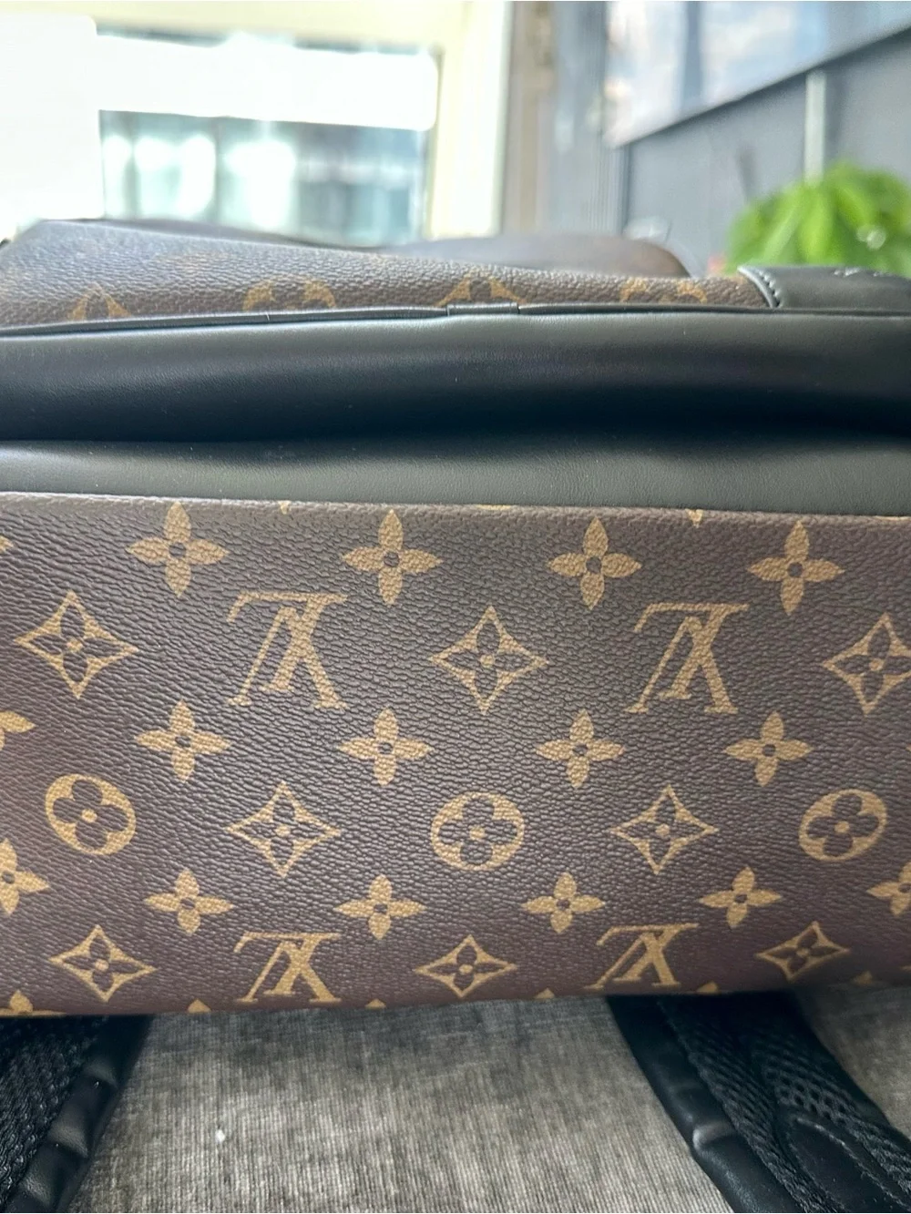 Louis Vuitton Brown Monogram Canvas Backpack with Black Trim